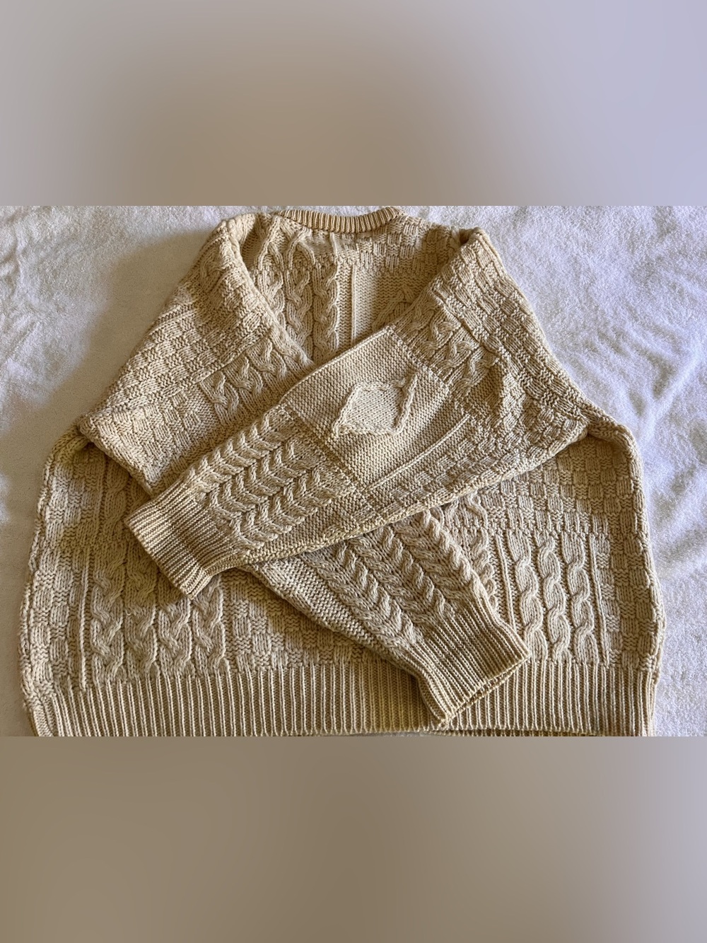Classic Cream Cable Knit Button-Up Cardigan - Picture 7 of 10